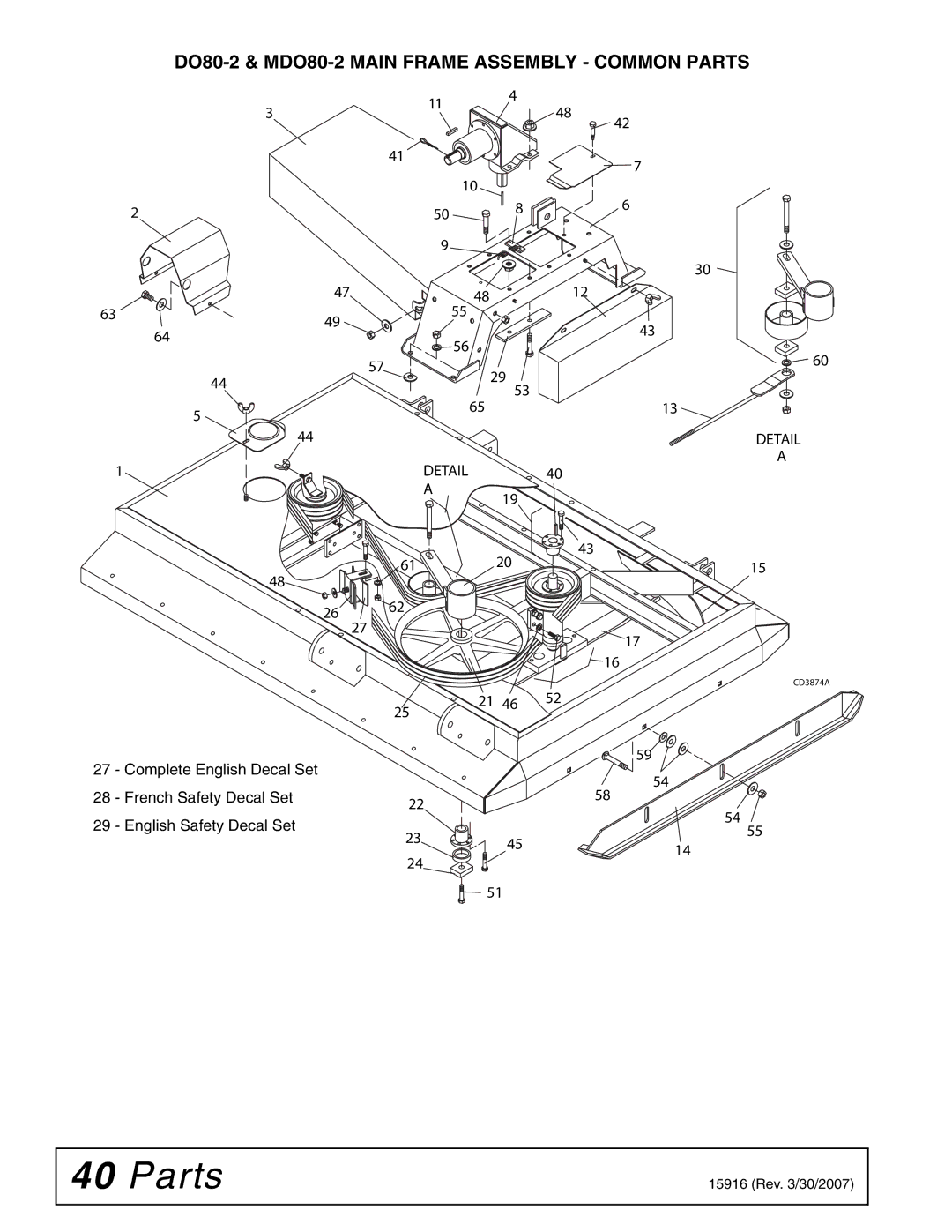 Woods Equipment manual DO80-2 & MDO80-2 Main Frame Assembly Common Parts 