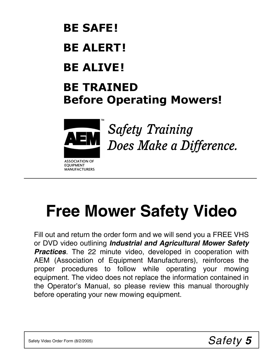 Woods Equipment MDO80-2 manual Free Mower Safety Video 