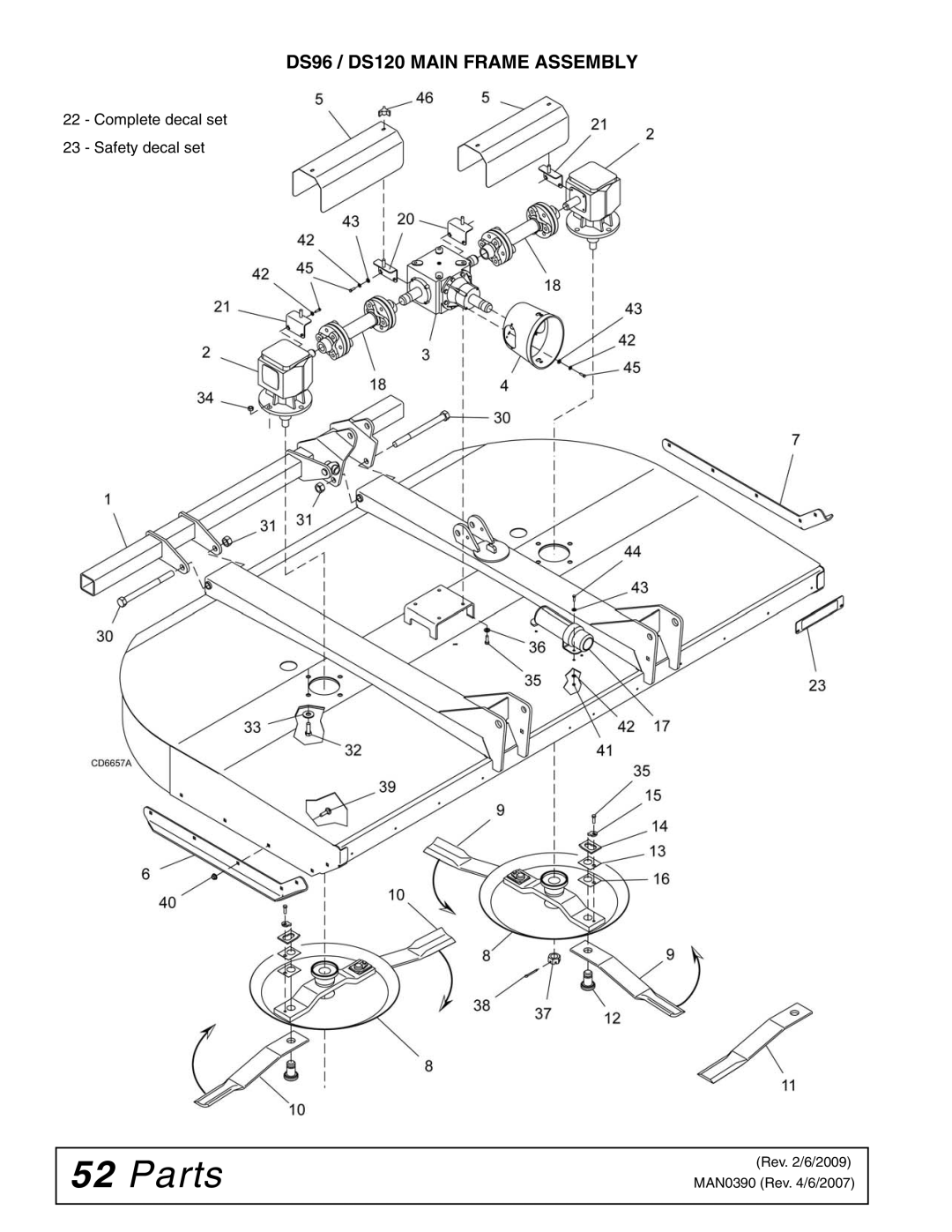 Woods Equipment manual DS96 / DS120 Main Frame Assembly 