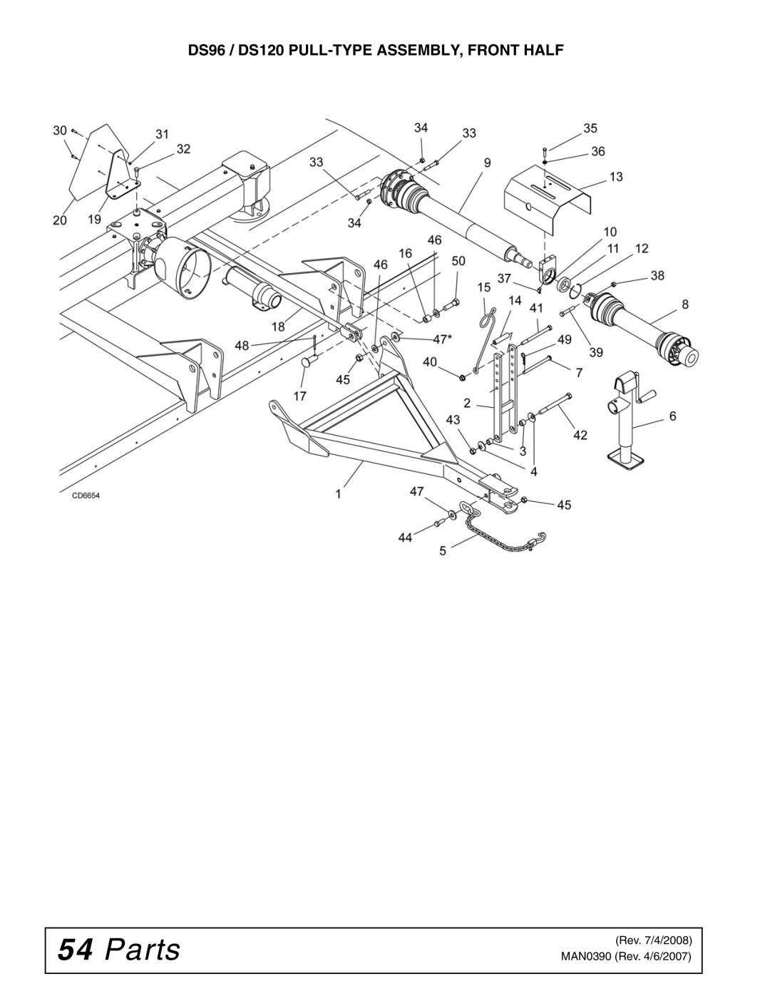 Woods Equipment manual DS96 / DS120 PULL-TYPE ASSEMBLY, Front Half 