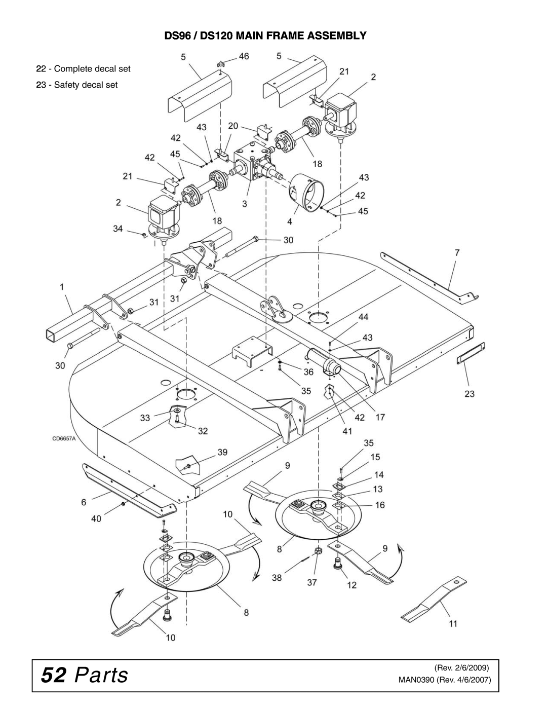 Woods Equipment manual Parts, DS96 / DS120 MAIN FRAME ASSEMBLY 