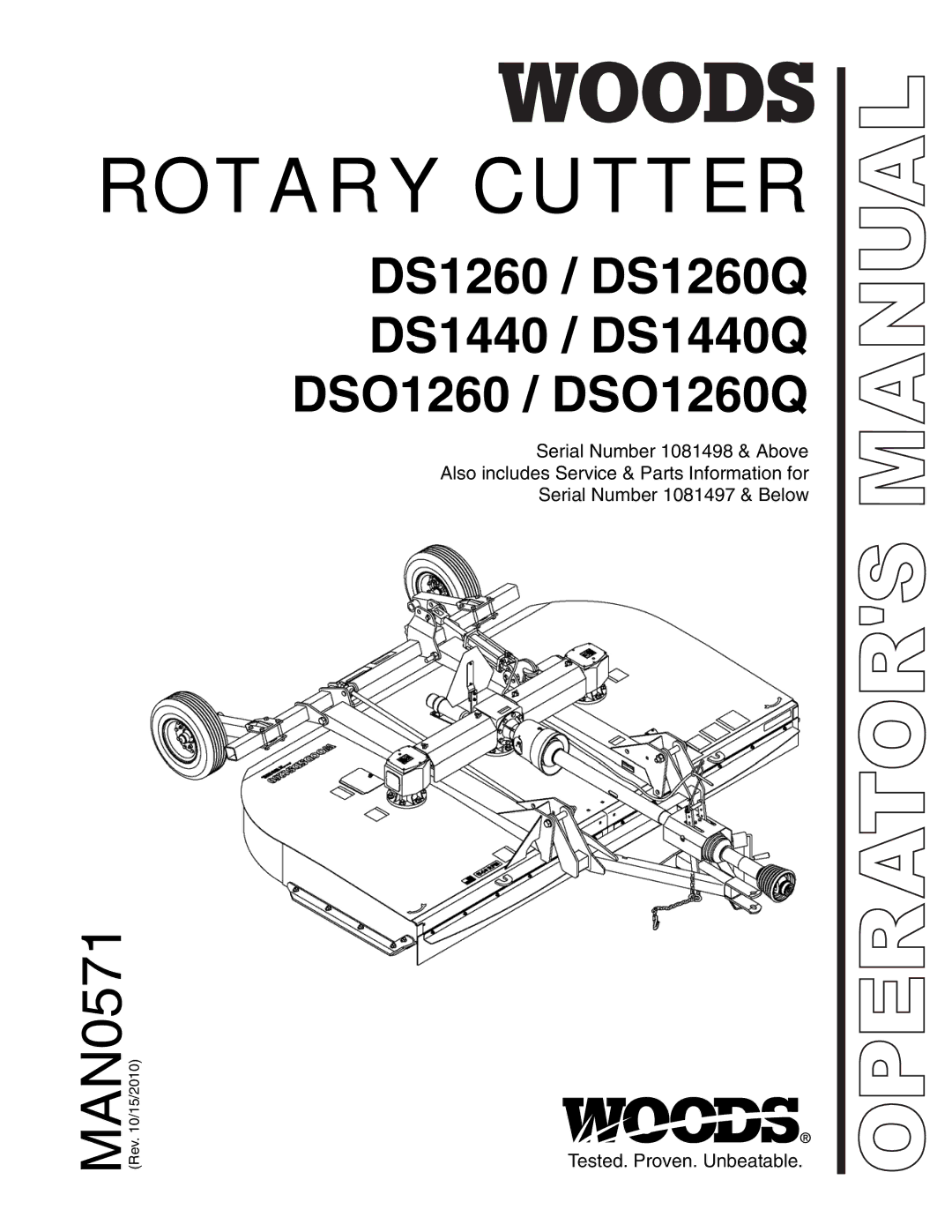 Woods Equipment DSO1260Q, DS1440Q, DS1260Q manual Rotary Cutter 