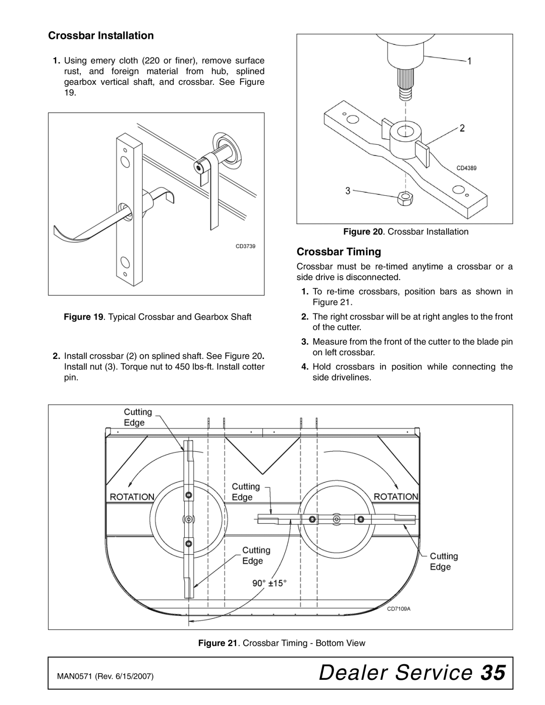 Woods Equipment DS1260Q, DSO1260Q, DS1440Q manual Crossbar Installation, Crossbar Timing 