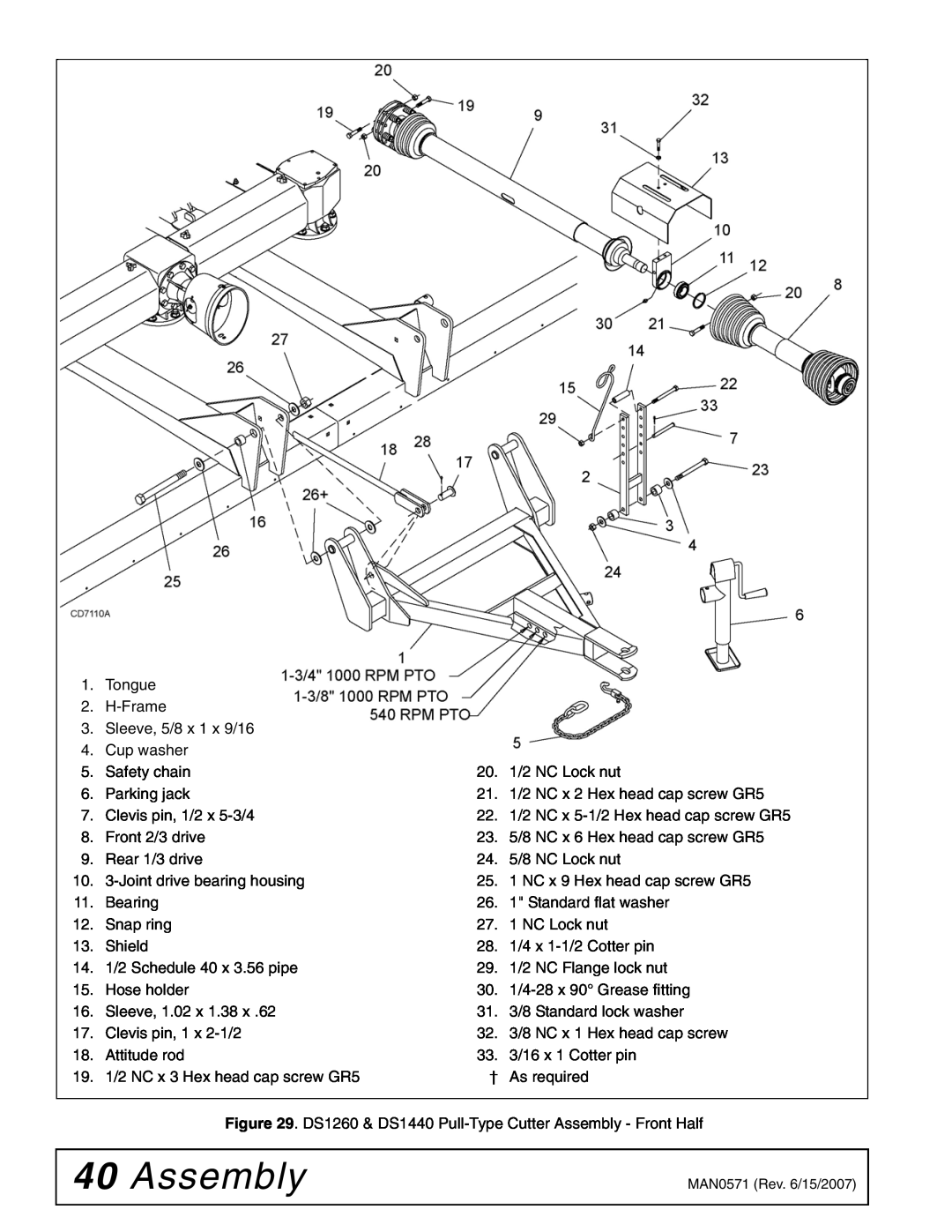 Woods Equipment DSO1260Q, DS1440Q, DS1260Q manual Assembly 