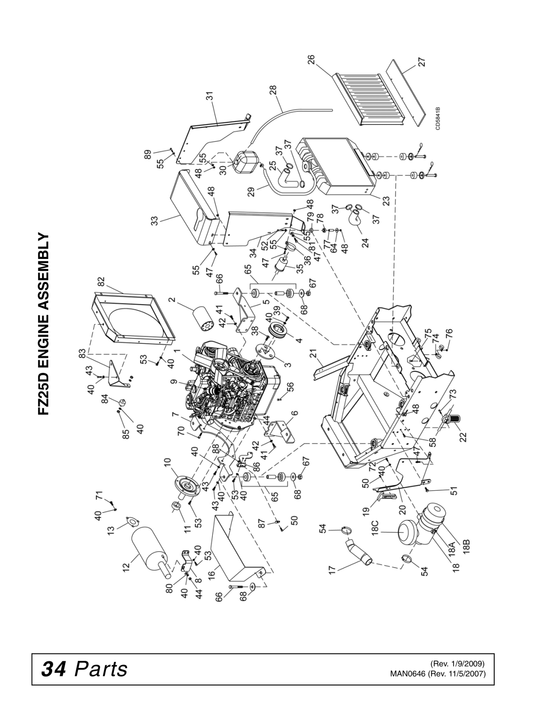 Woods Equipment manual FZ25D Engine Assembly 