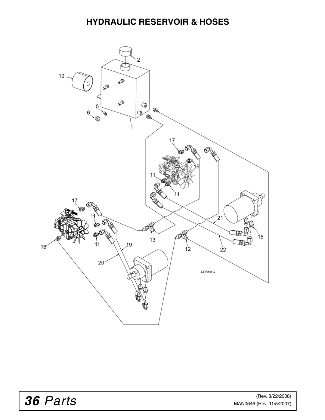 Woods Equipment FZ25D manual Hydraulic Reservoir & Hoses 