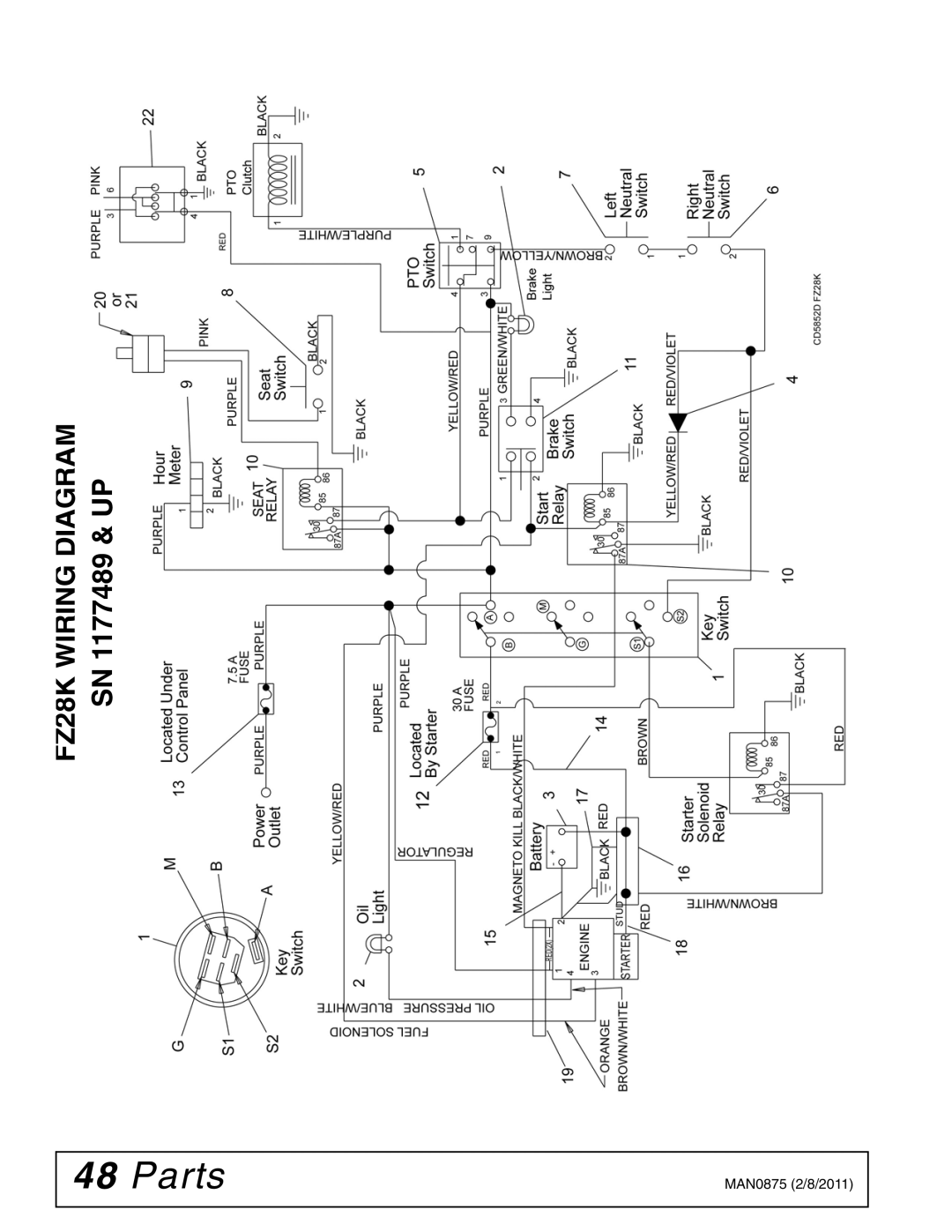 Woods Equipment FZ23B manual FZ28K Wiring Diagram SN 1177489 & UP 