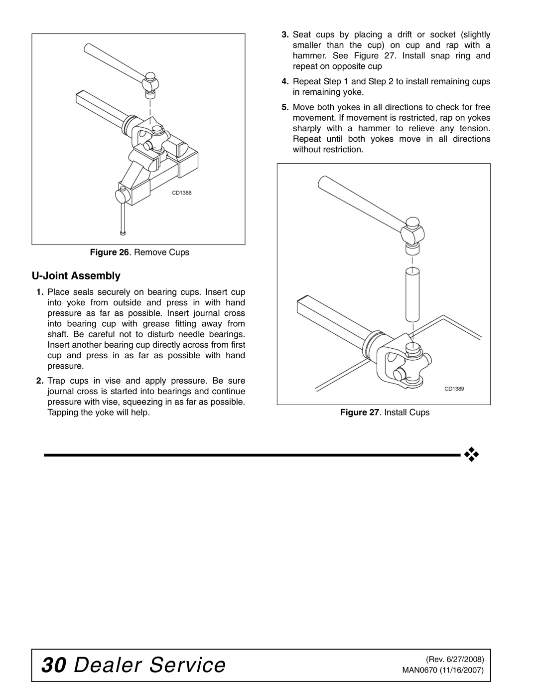 Woods Equipment HC72, HC54, HC48, HC60 manual Joint Assembly, Remove Cups 