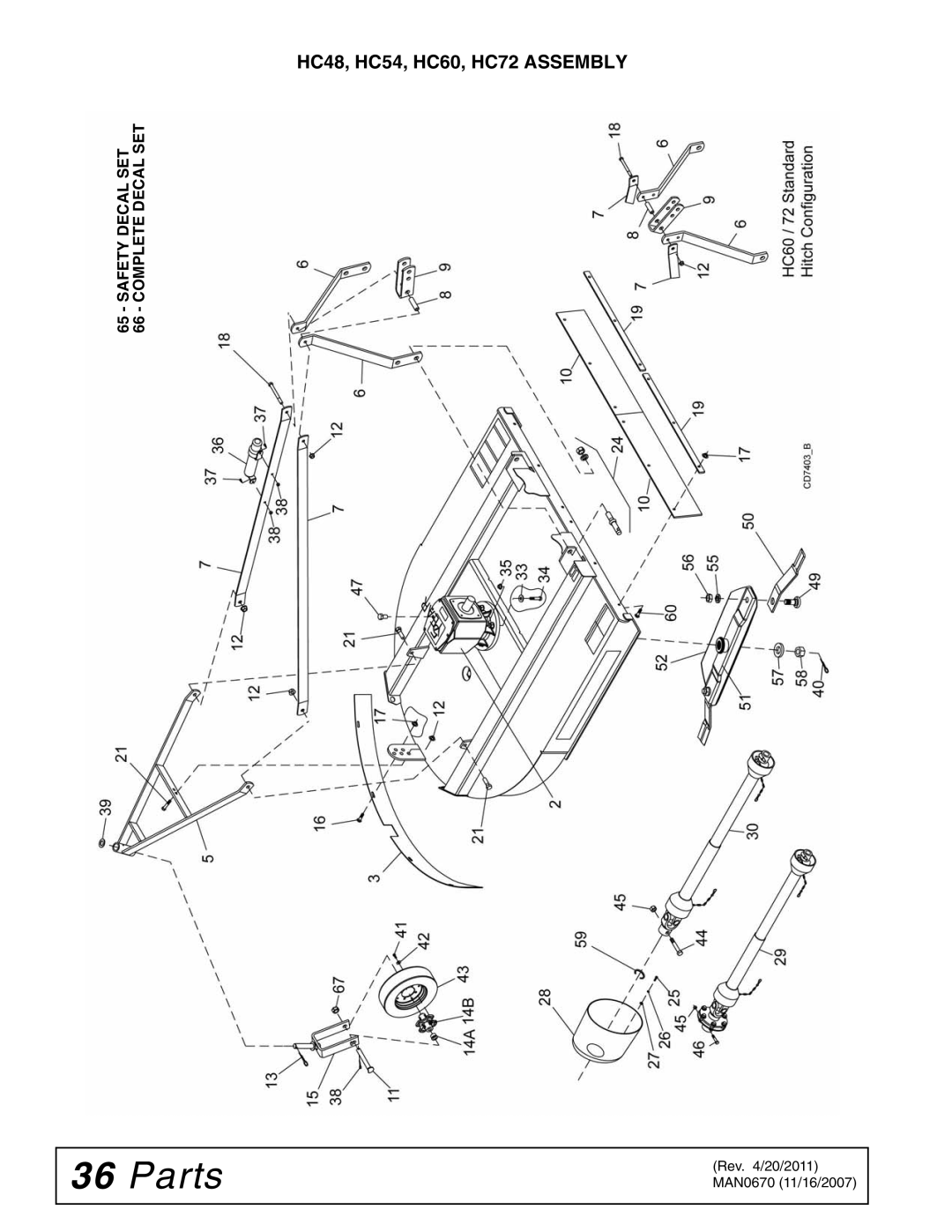 Woods Equipment manual HC48, HC54, HC60, HC72 Assembly 