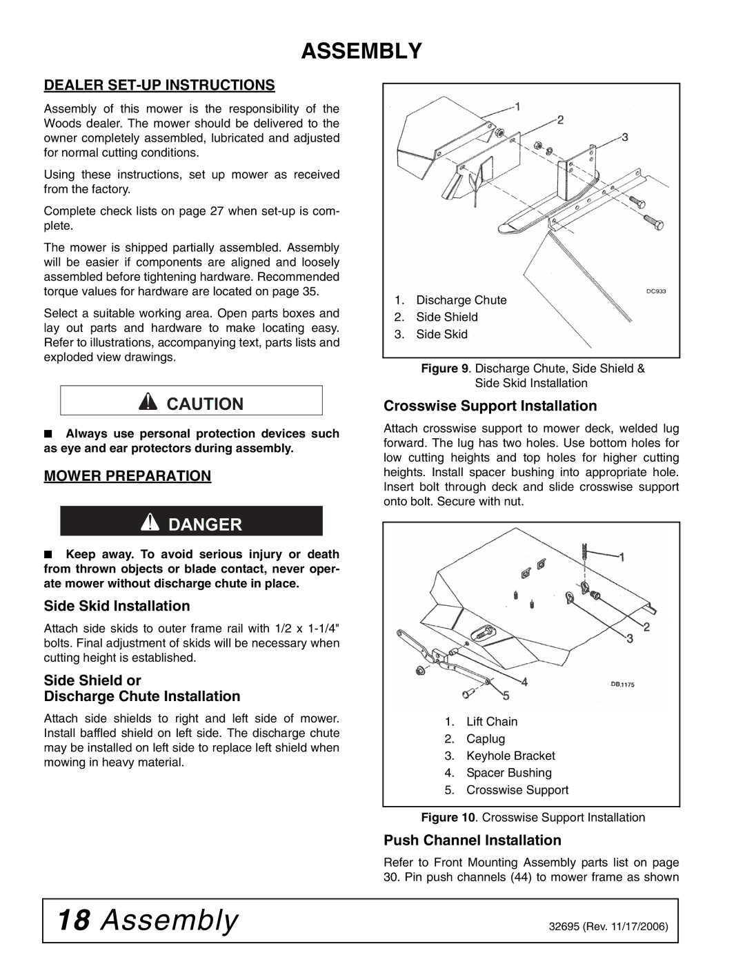 Woods Equipment L306 K50 manual Assembly, Dealer SET-UP Instructions, Mower Preparation 