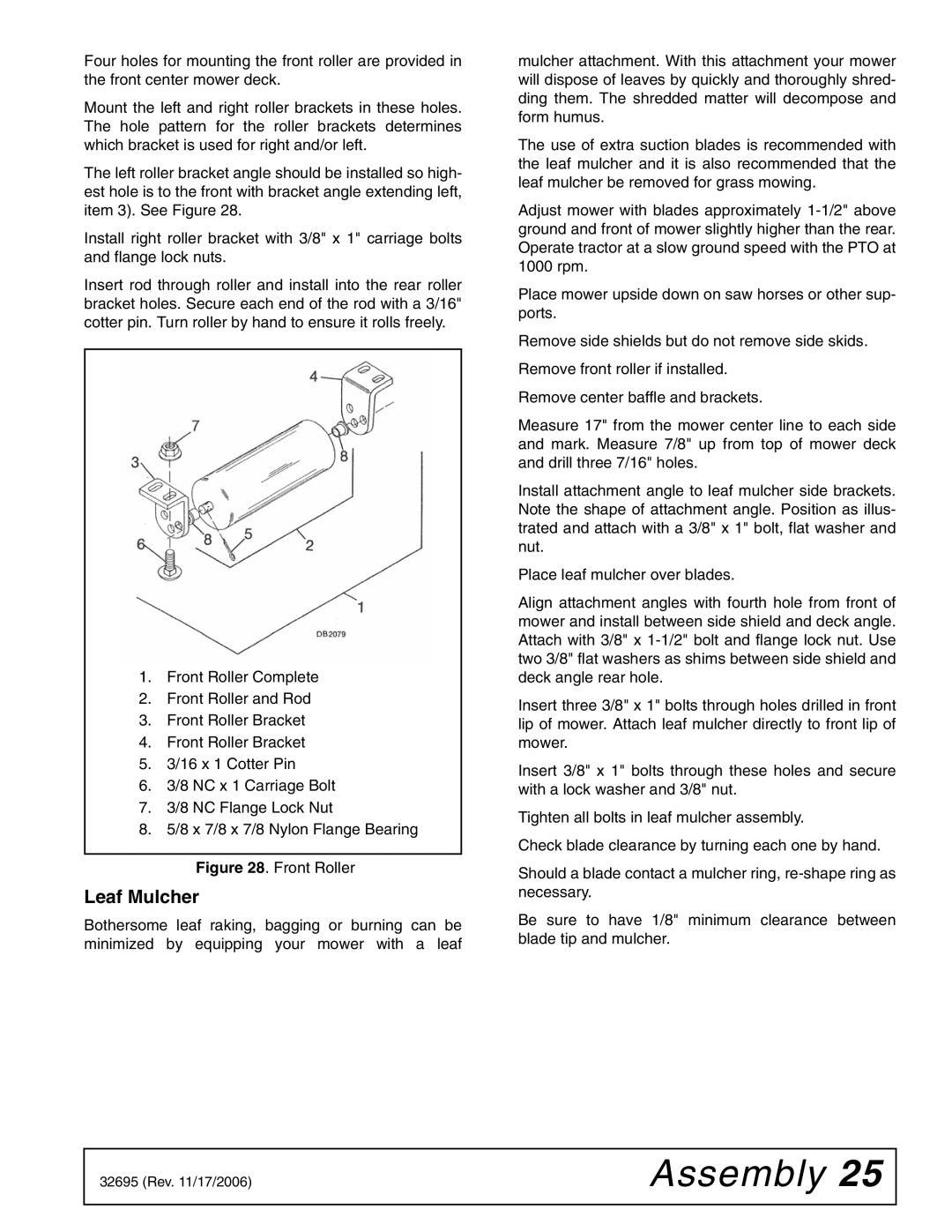 Woods Equipment L306 K50 manual Leaf Mulcher, Front Roller 