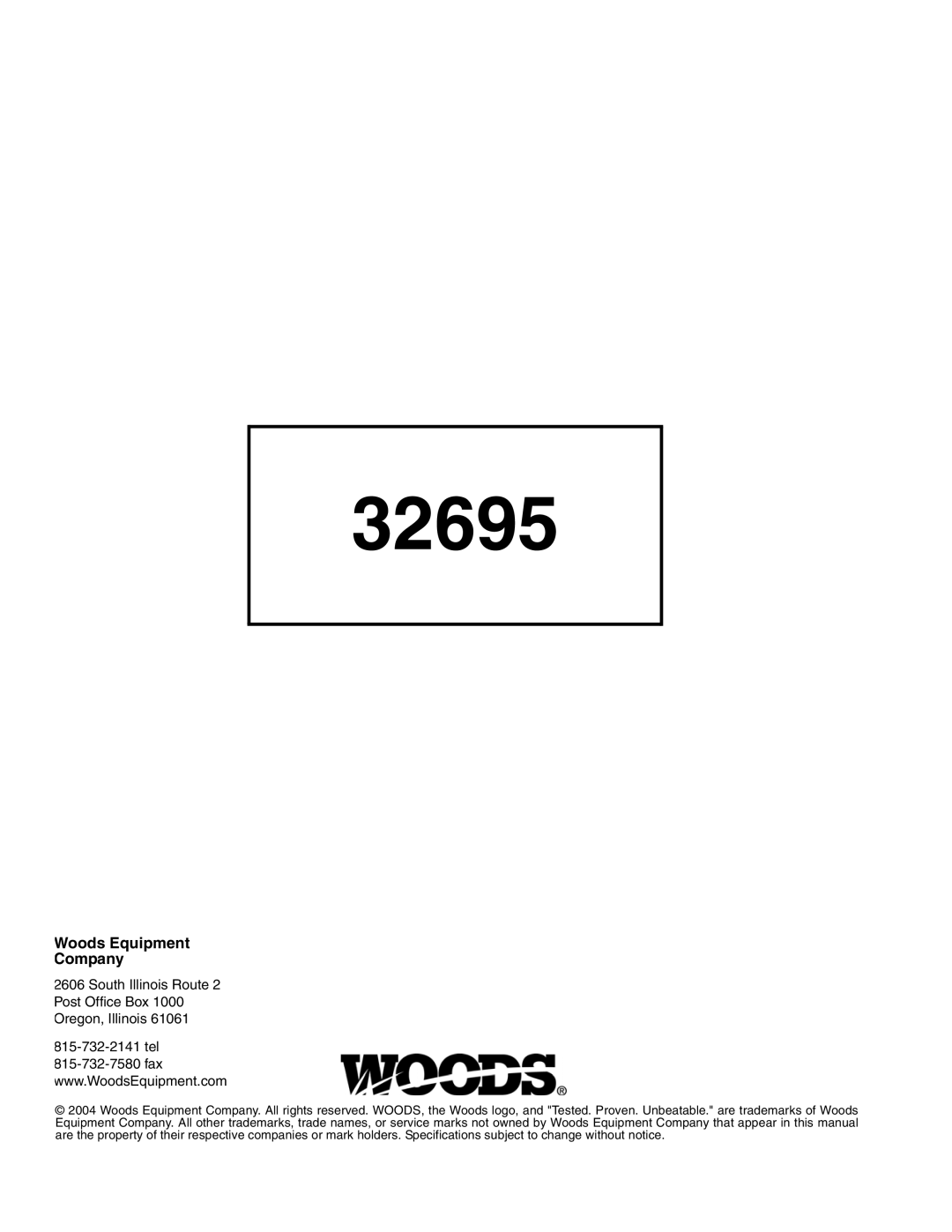 Woods Equipment L306 K50 manual 32695 