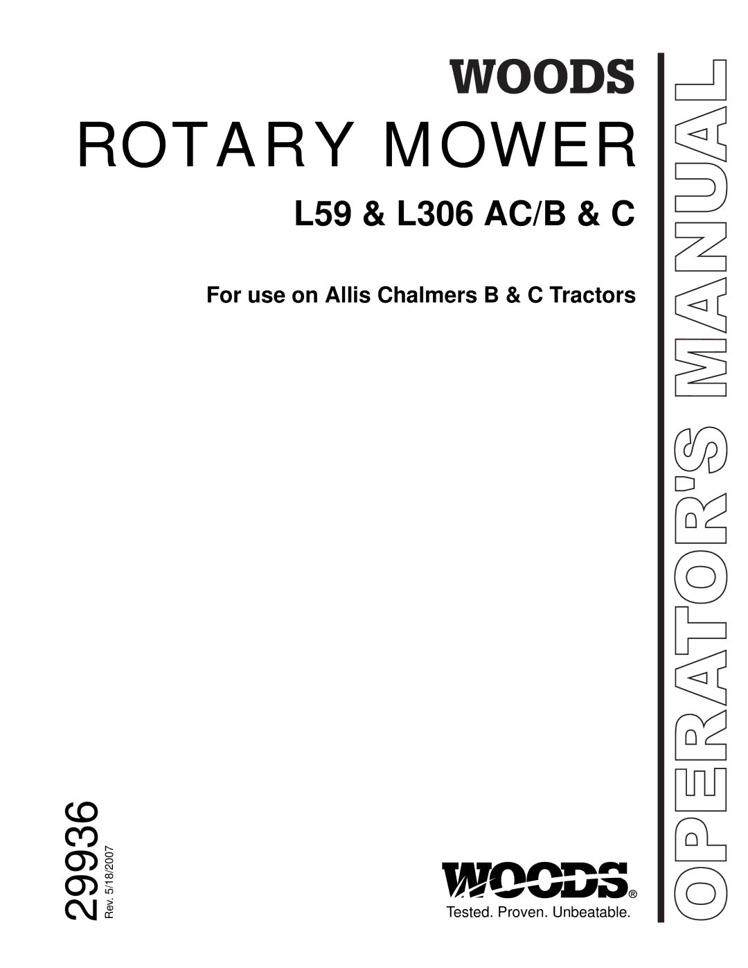 Woods Equipment L59, L36 manual Rotary Mower 