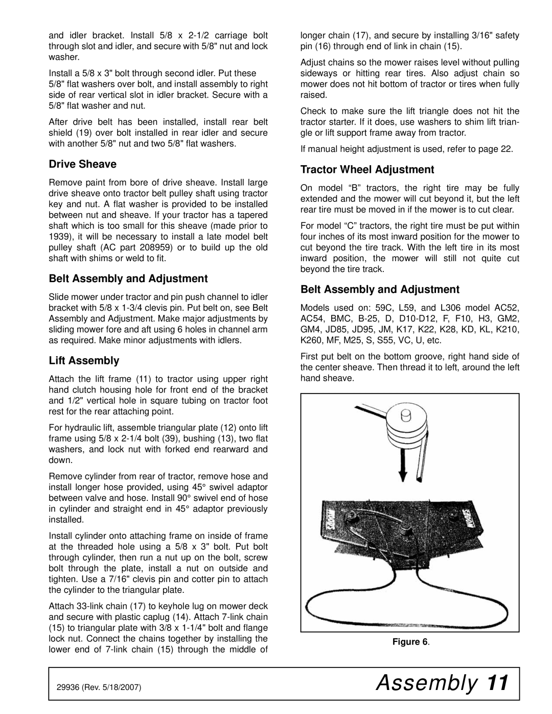 Woods Equipment L59, L36 manual Drive Sheave 