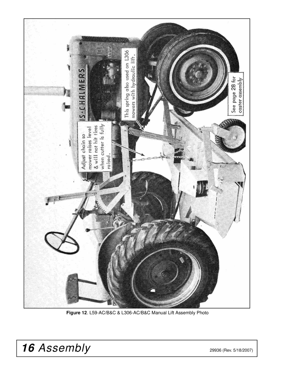 Woods Equipment L36 manual L59-AC/B&C & L306-AC/B&C Manual Lift Assembly Photo 