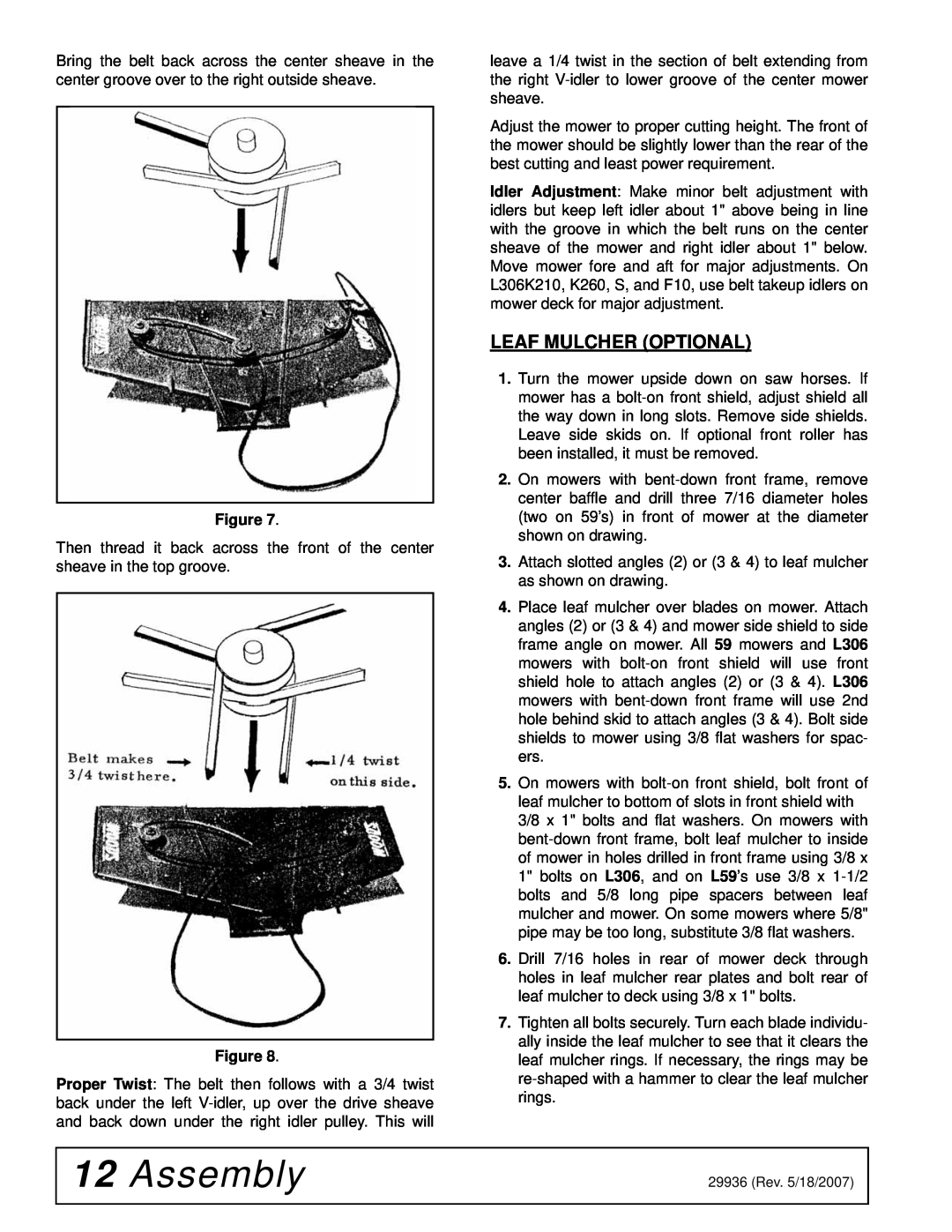 Woods Equipment L36, L59 manual Assembly, Leaf Mulcher Optional 