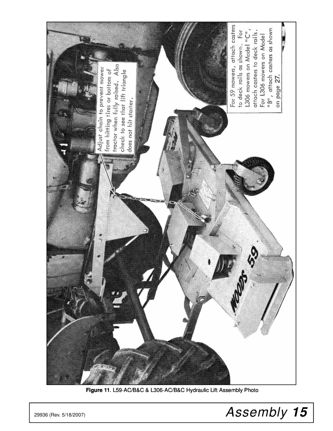 Woods Equipment L36 manual L59-AC/B&C & L306-AC/B&C Hydraulic Lift Assembly Photo 