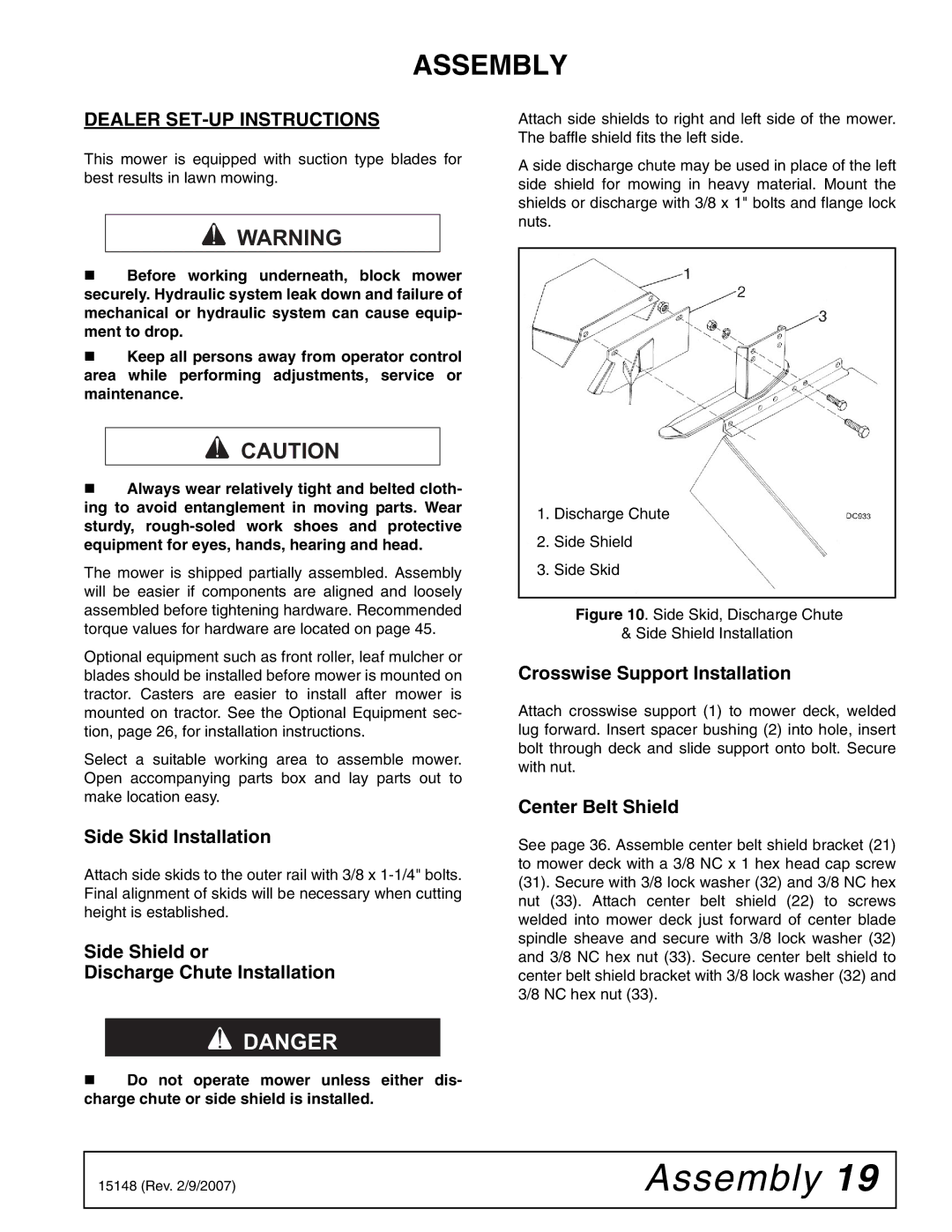 Woods Equipment L306A-3, L59A-3 manual Assembly, Dealer SET-UP Instructions 