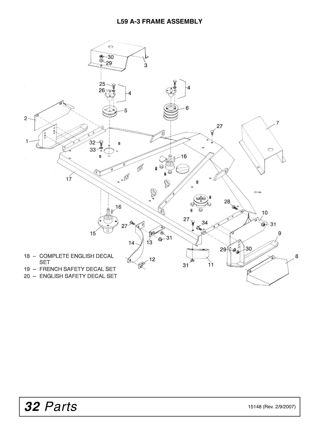 Woods Equipment L59A-3, L306A-3 manual L59 A-3 Frame Assembly 