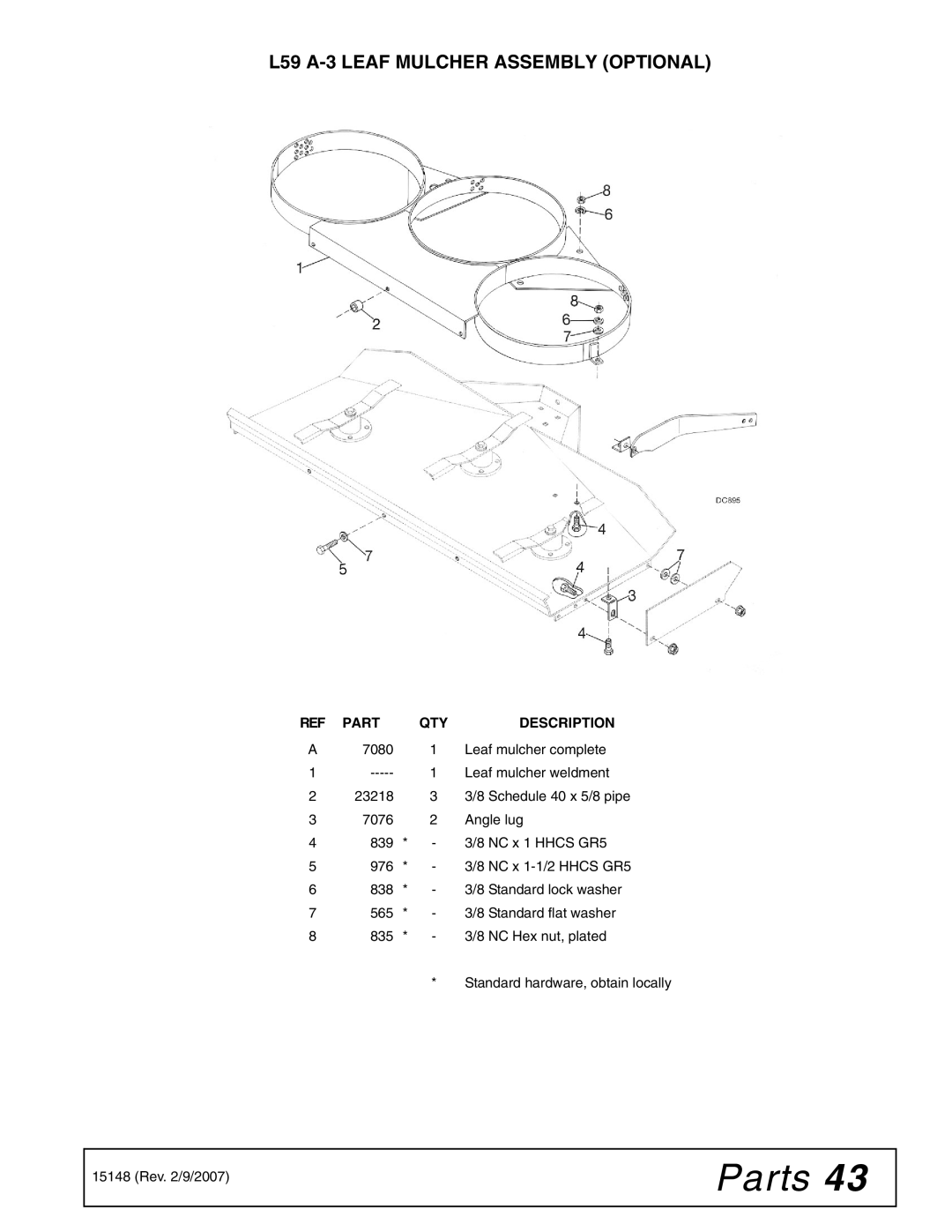 Woods Equipment L306A-3, L59A-3 manual L59 A-3 Leaf Mulcher Assembly Optional 