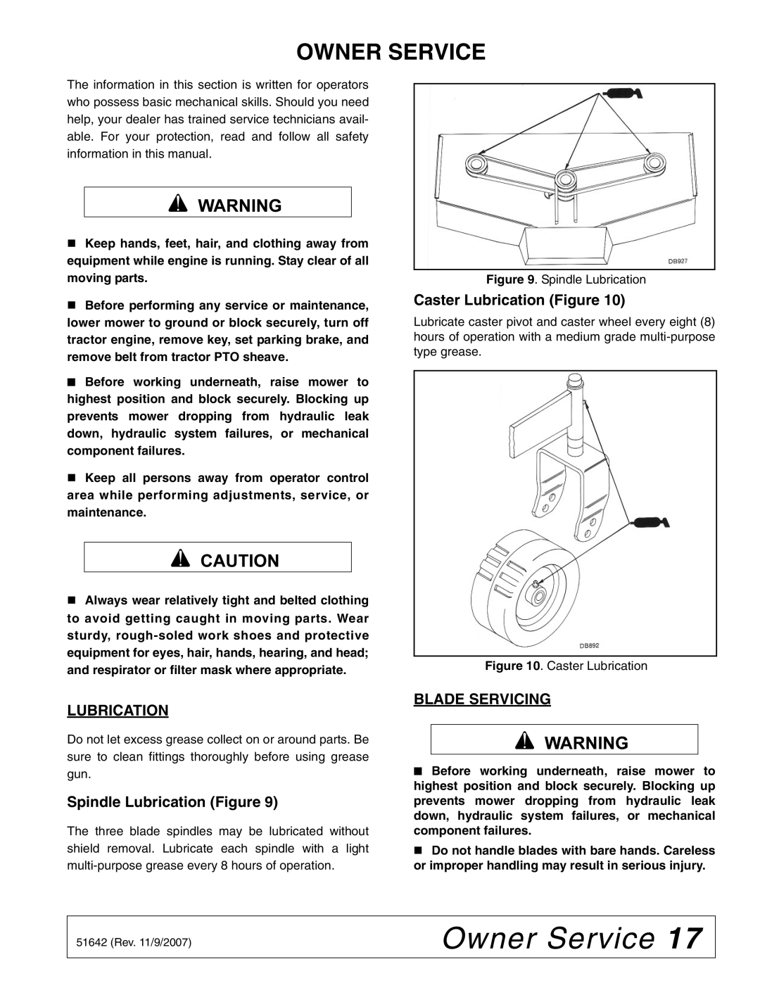 Woods Equipment L59KR17-1 manual Owner Service, Lubrication, Blade Servicing 