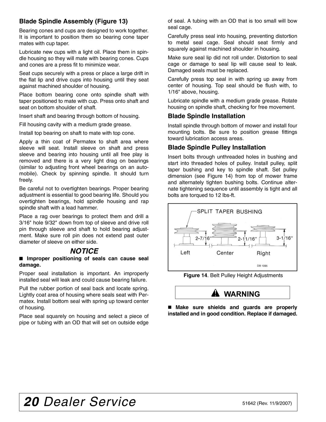 Woods Equipment L59KR17-1 Blade Spindle Assembly Figure, Blade Spindle Installation, Blade Spindle Pulley Installation 