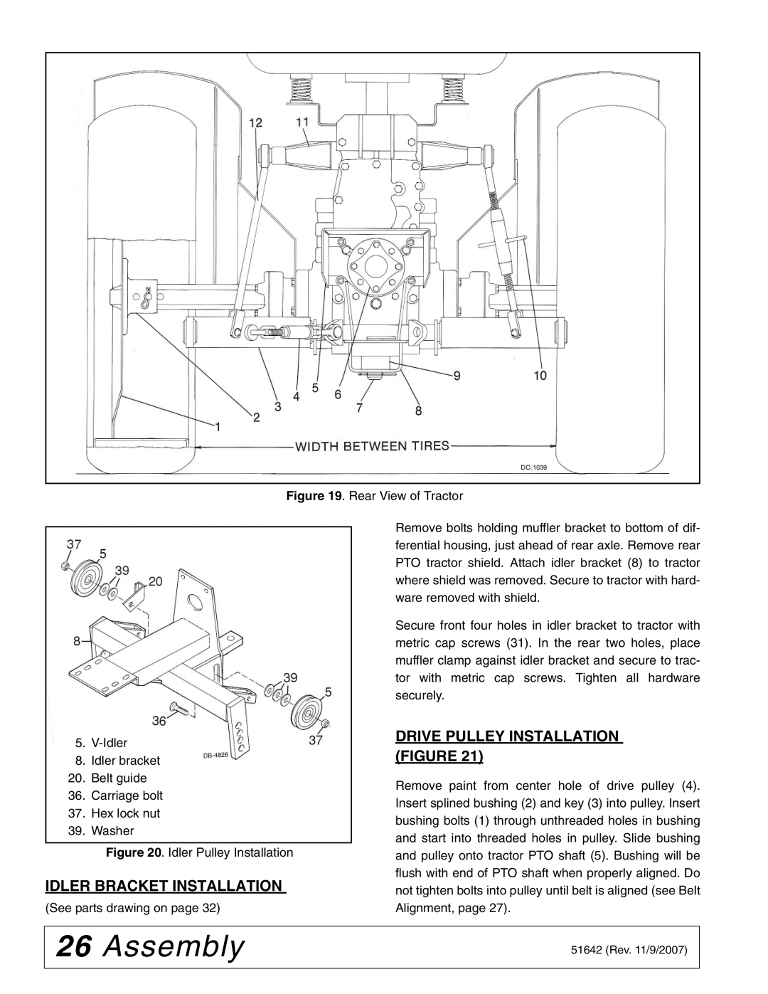 Woods Equipment L59KR17-1 manual Idler Bracket Installation, Drive Pulley Installation Figure 