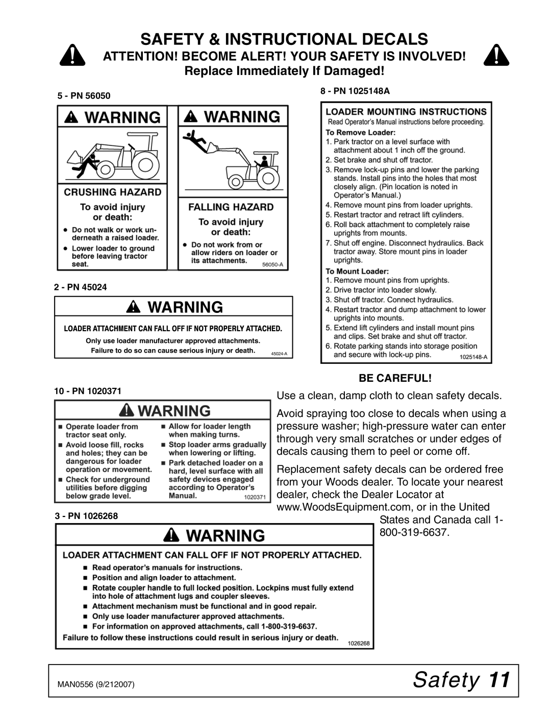 Woods Equipment LF138, LF156 manual Be Careful, PN 1025148A 