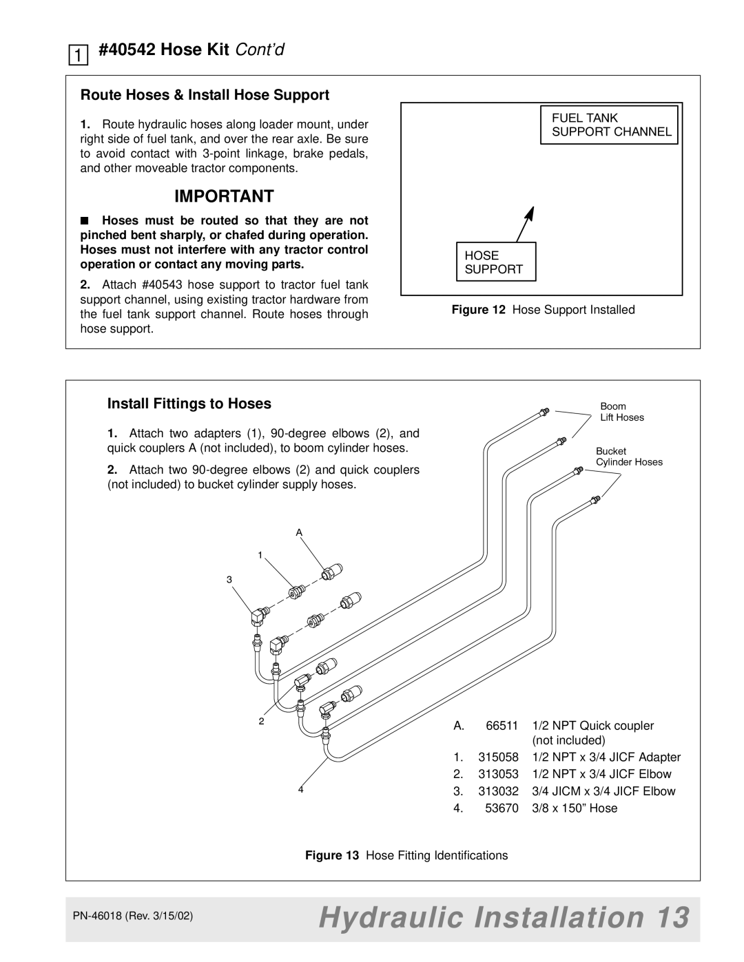 Woods Equipment M8200 manual Route Hoses & Install Hose Support, Install Fittings to Hoses 