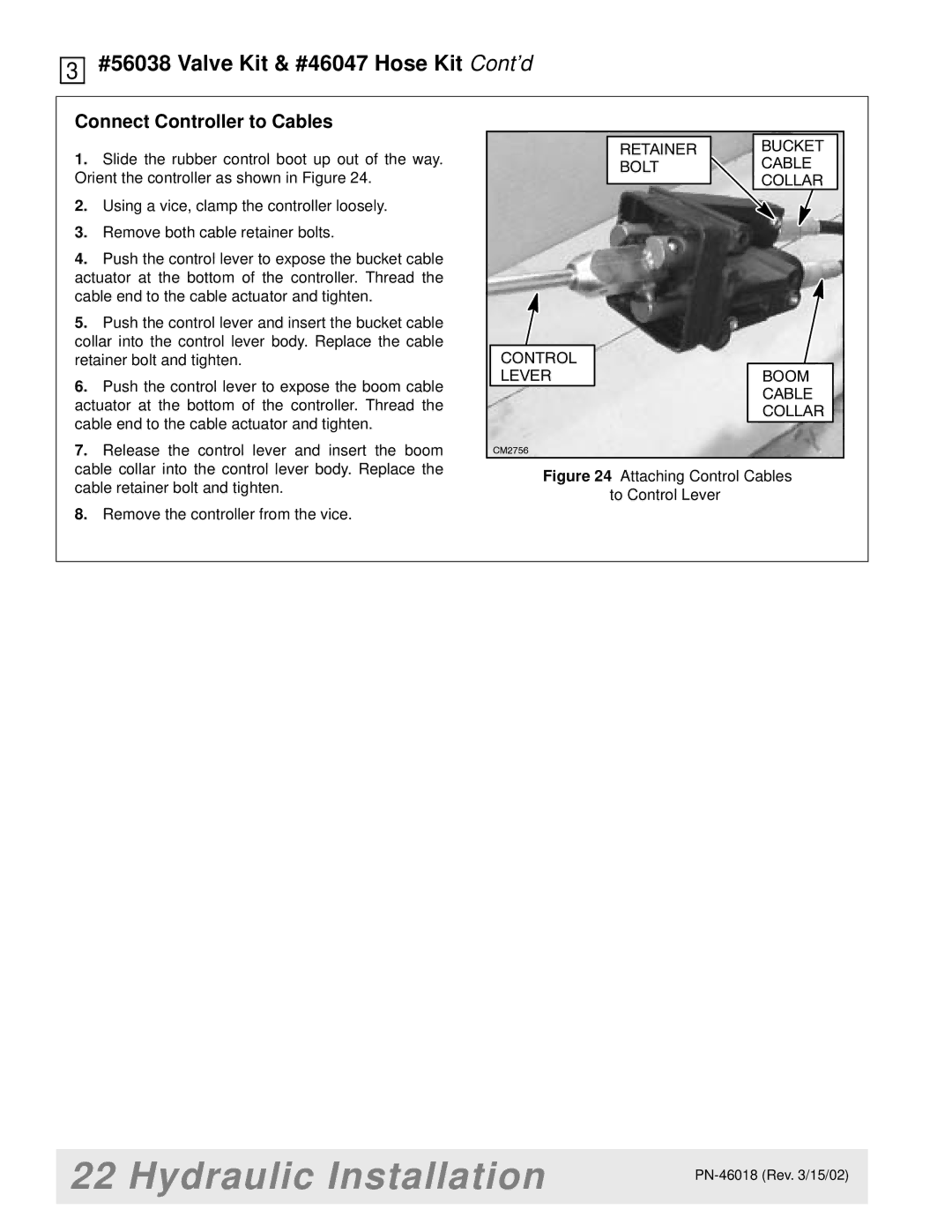 Woods Equipment M8200 manual #56038 Valve Kit & #46047 Hose Kit Cont’d, Connect Controller to Cables 