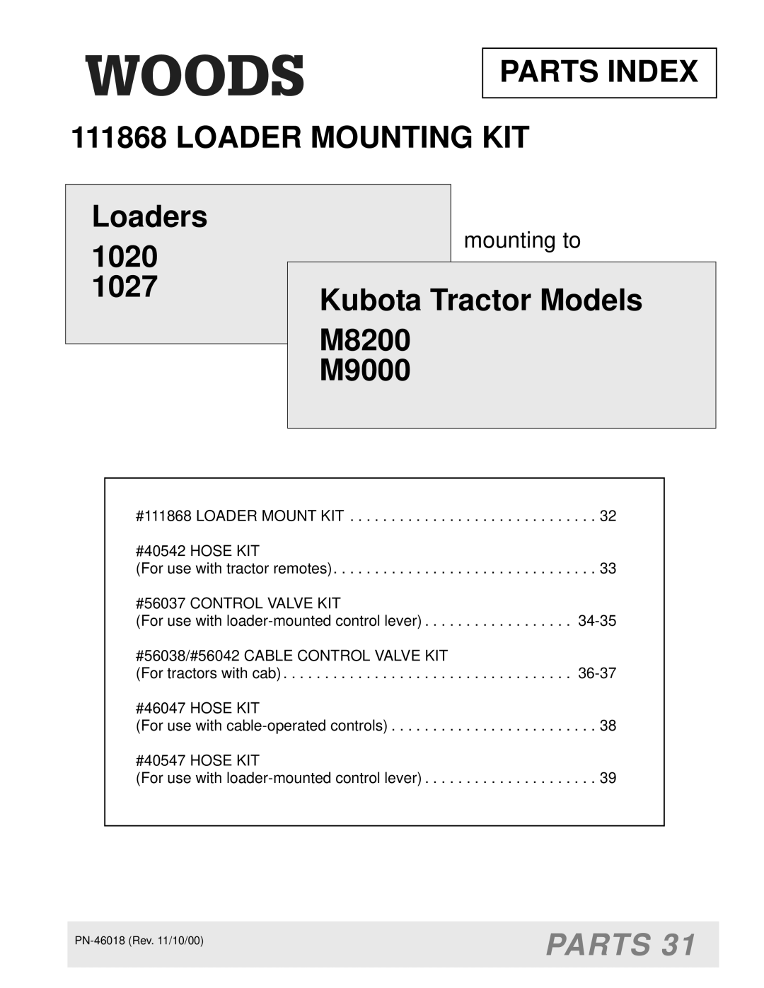 Woods Equipment M8200 manual Parts 