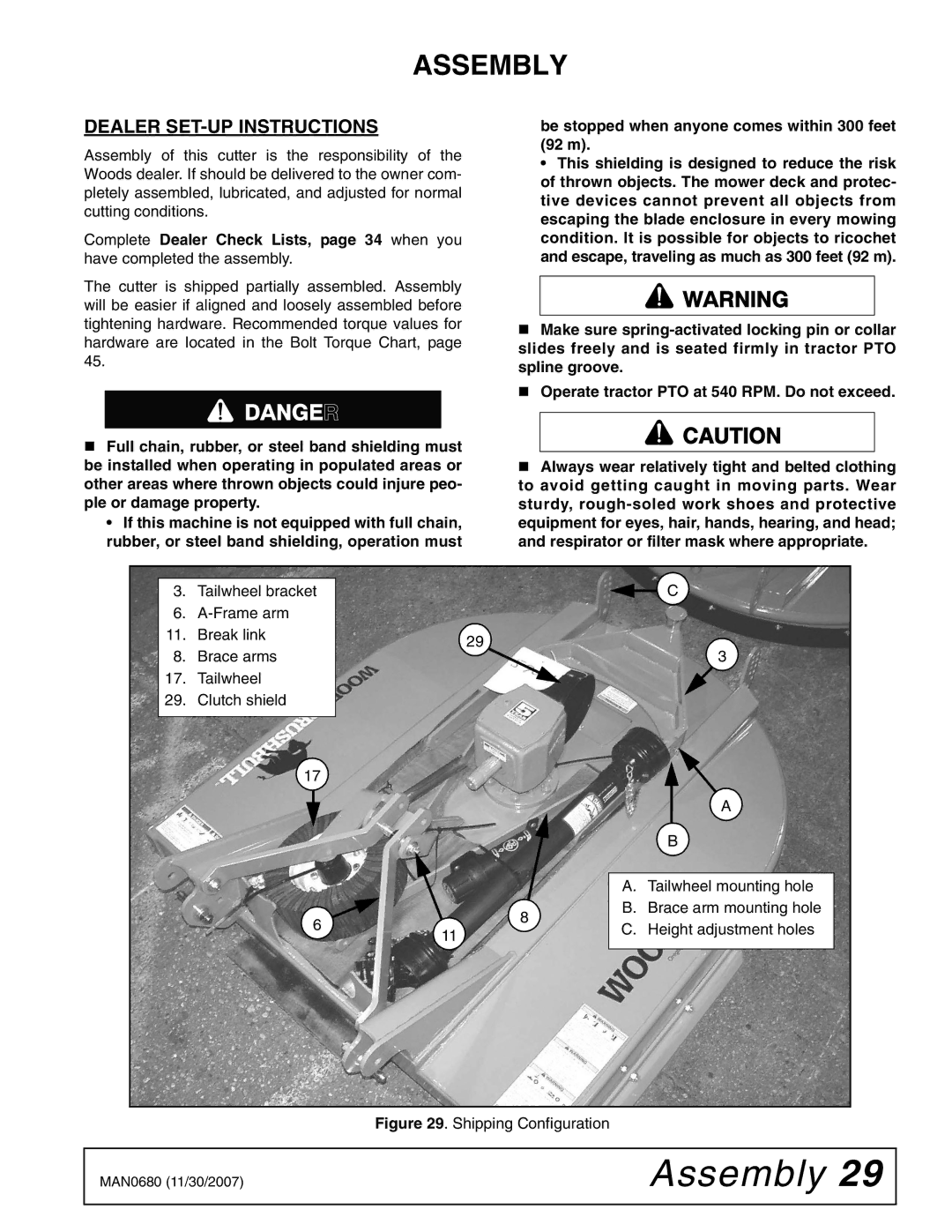 Woods Equipment BB7200X, MAN0680, BB8400X, BB6000X manual Assembly, Dealer SET-UP Instructions 