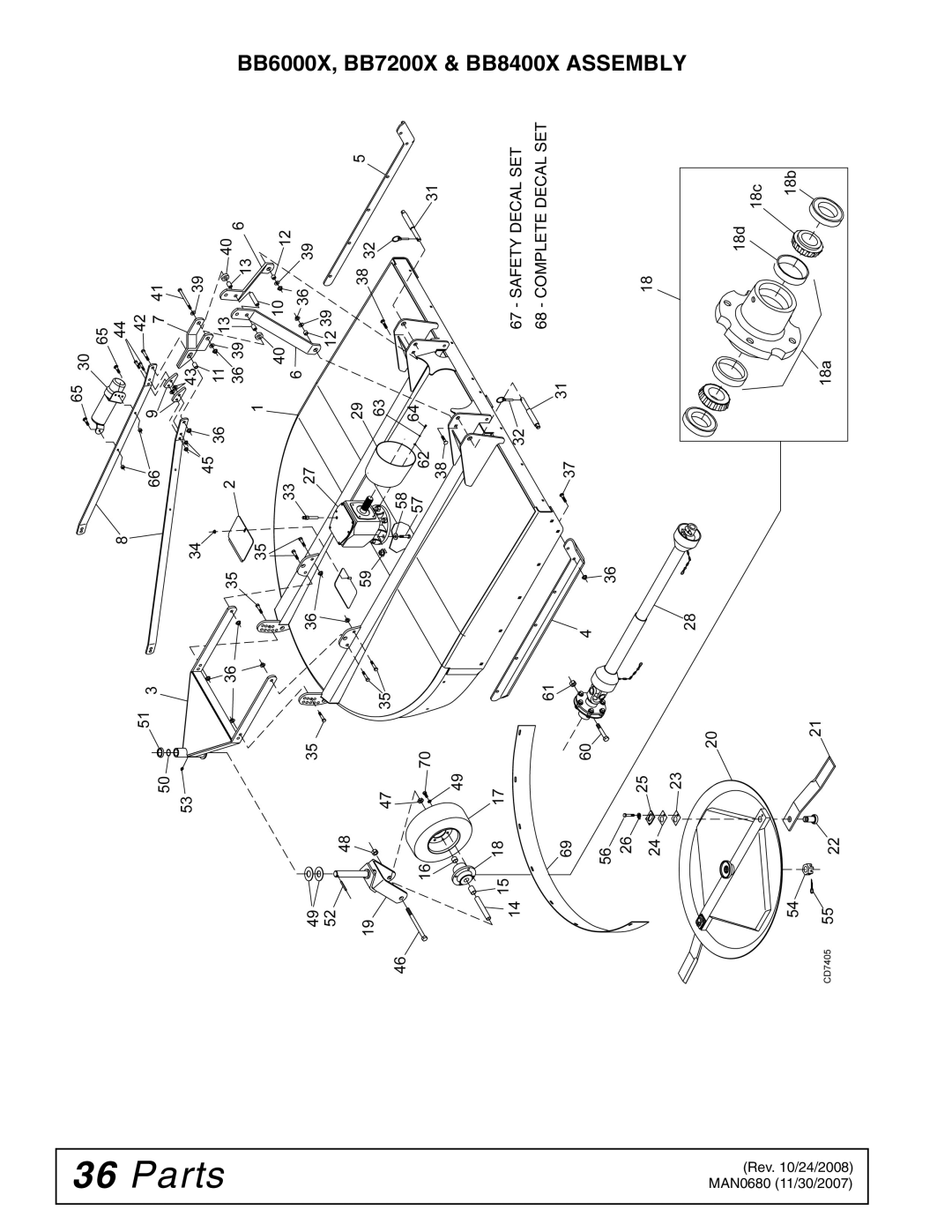 Woods Equipment MAN0680 manual BB6000X, BB7200X & BB8400X Assembly 