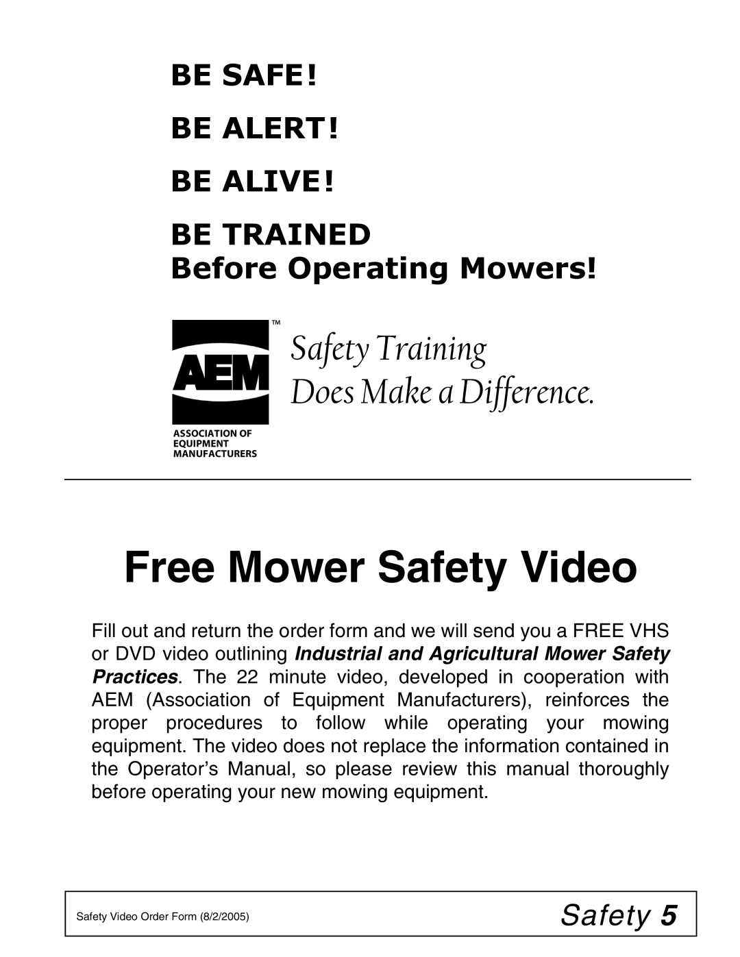 Woods Equipment BB7200X, MAN0680, BB8400X, BB6000X manual Free Mower Safety Video 