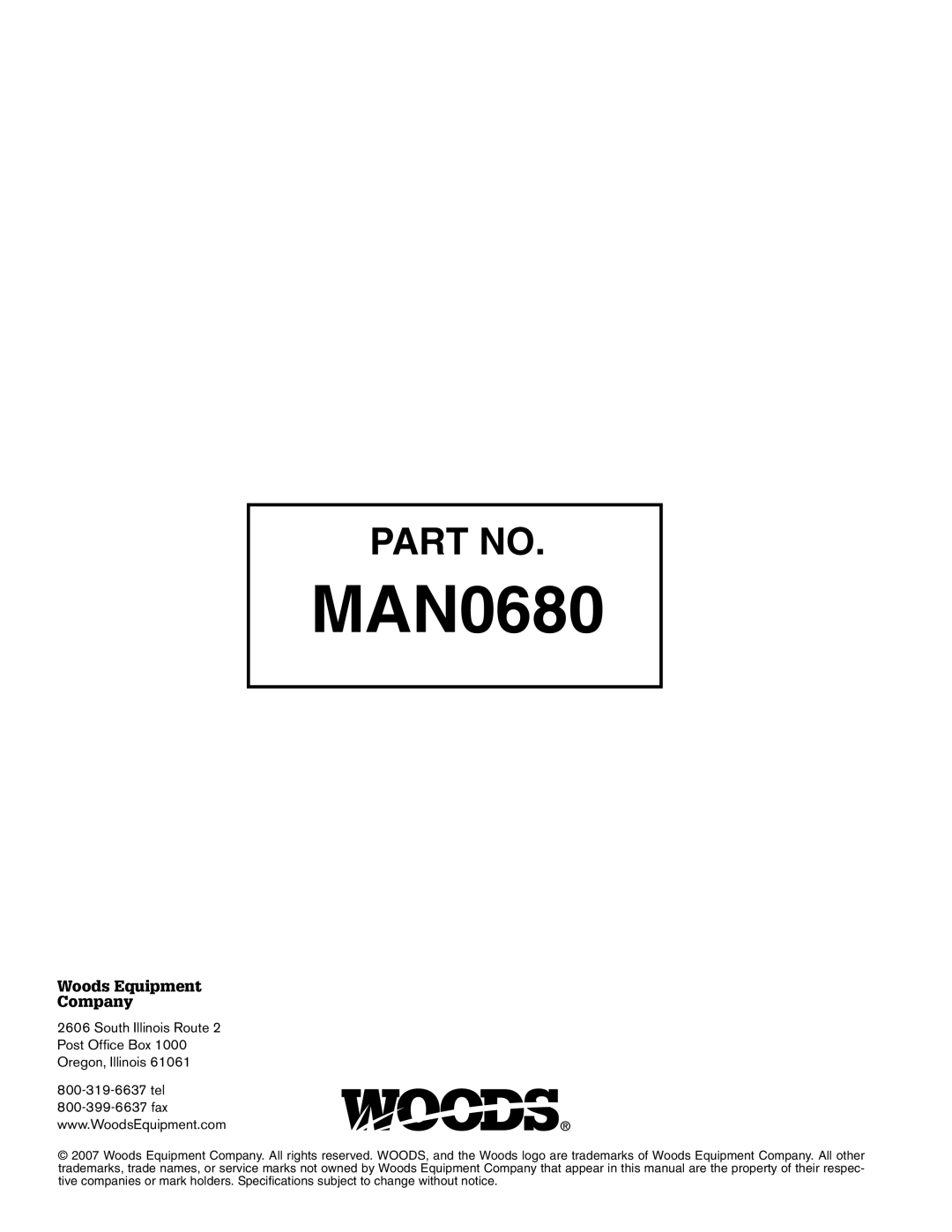 Woods Equipment BB8400X, BB7200X, BB6000X manual MAN0680 