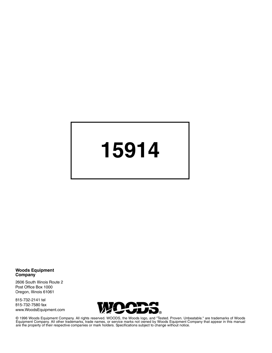 Woods Equipment MD80-2 manual 15914 