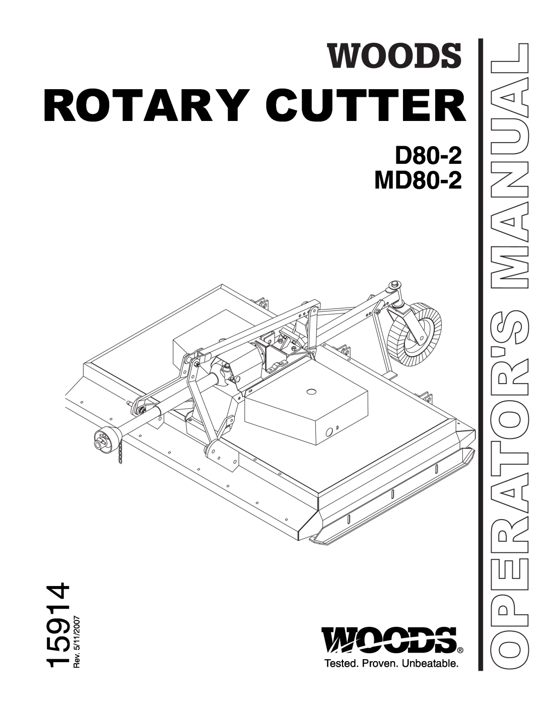 Woods Equipment manual Rotary Cutter, 15914, D80-2 MD80-2, Operators Manual 