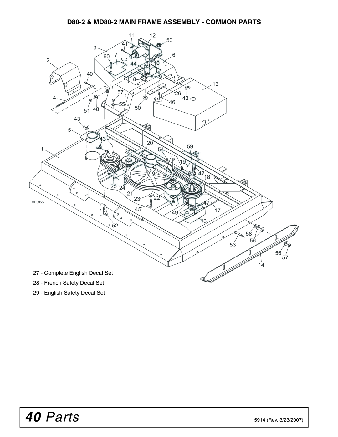 Woods Equipment manual Parts, D80-2& MD80-2MAIN FRAME ASSEMBLY - COMMON PARTS 