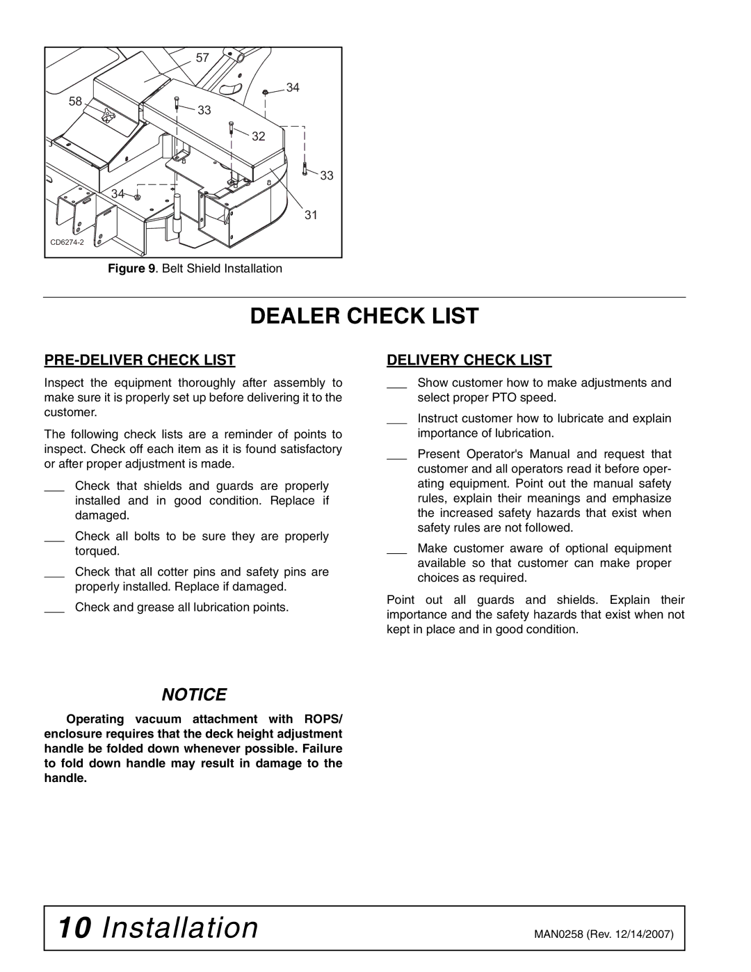 Woods Equipment MX54, MX61 manual Dealer Check List, PRE-DELIVER Check List, Delivery Check List 