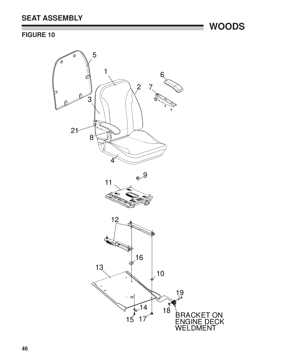 Woods Equipment 872502G, MZ2661K, 872500G manual Seat Assembly 