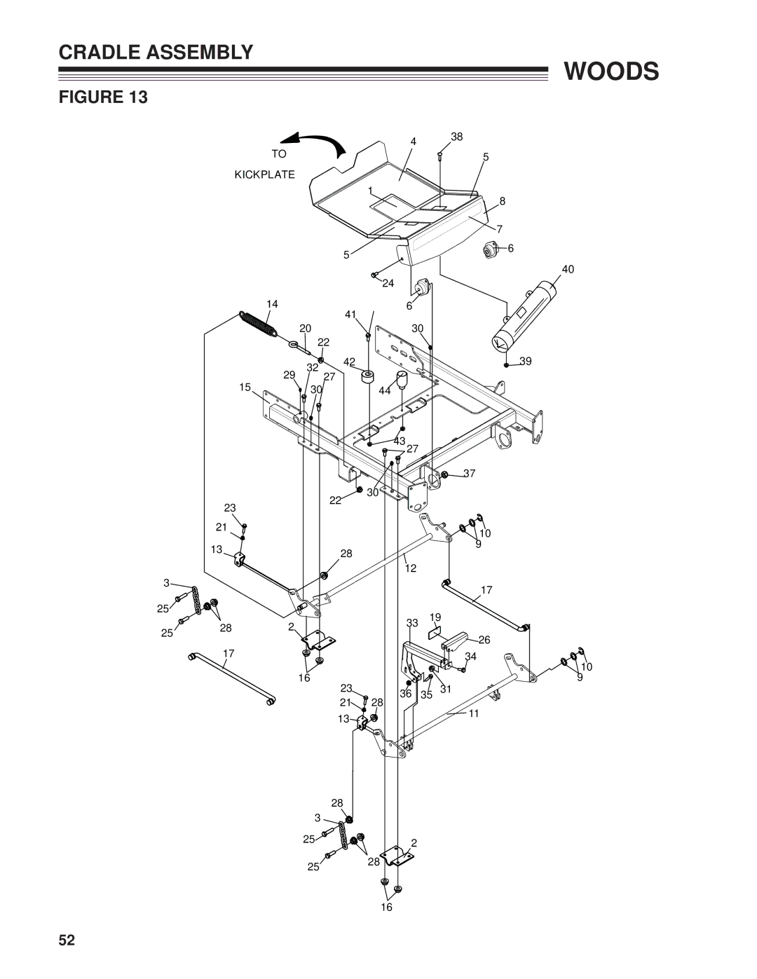 Woods Equipment 872502G, MZ2661K, 872500G manual Cradle Assembly 