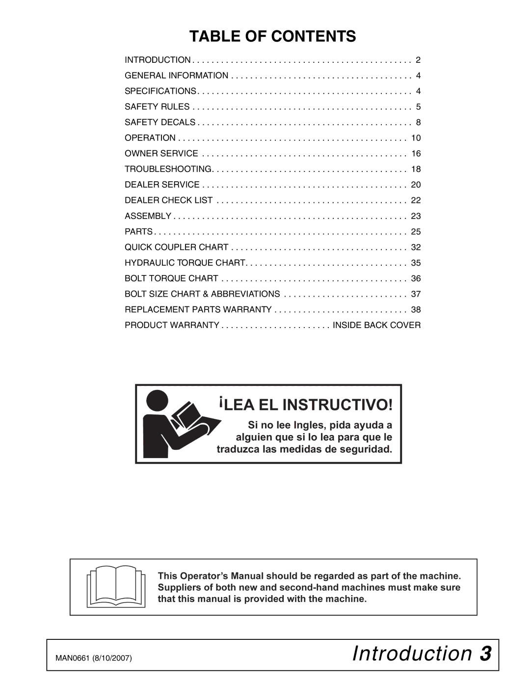 Woods Equipment PB720-2, PB600-2 manual Table of Contents, LEA EL Instructivo 