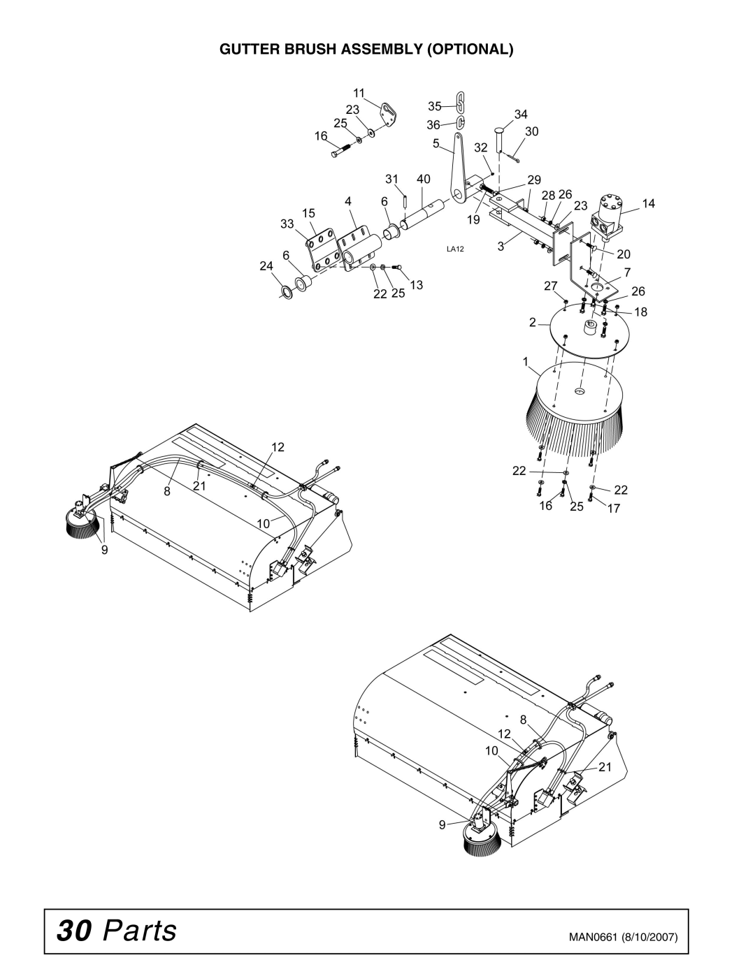 Woods Equipment PB600-2, PB720-2 manual Gutter Brush Assembly Optional 