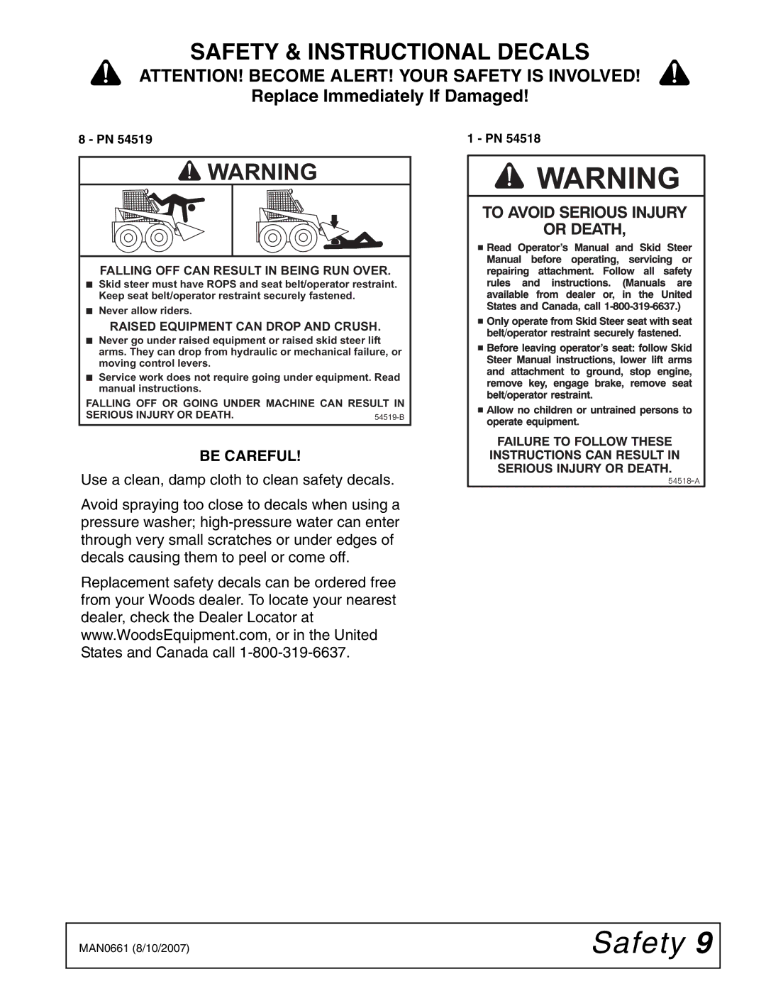 Woods Equipment PB720-2, PB600-2 manual Be Careful, Falling OFF can Result in Being RUN Over 