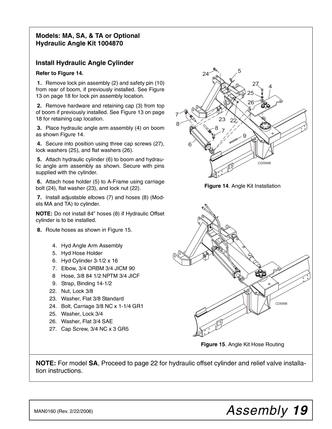 Woods Equipment RB850-4, RB750-4 manual Angle Kit Installation 