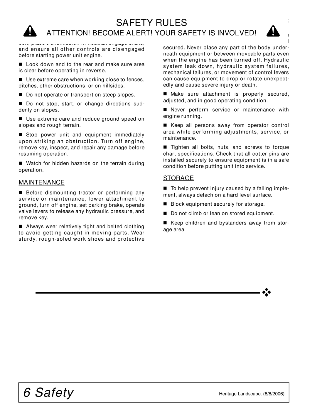 Woods Equipment RBE5, RBE4, BSE5 manual Maintenance, Storage 