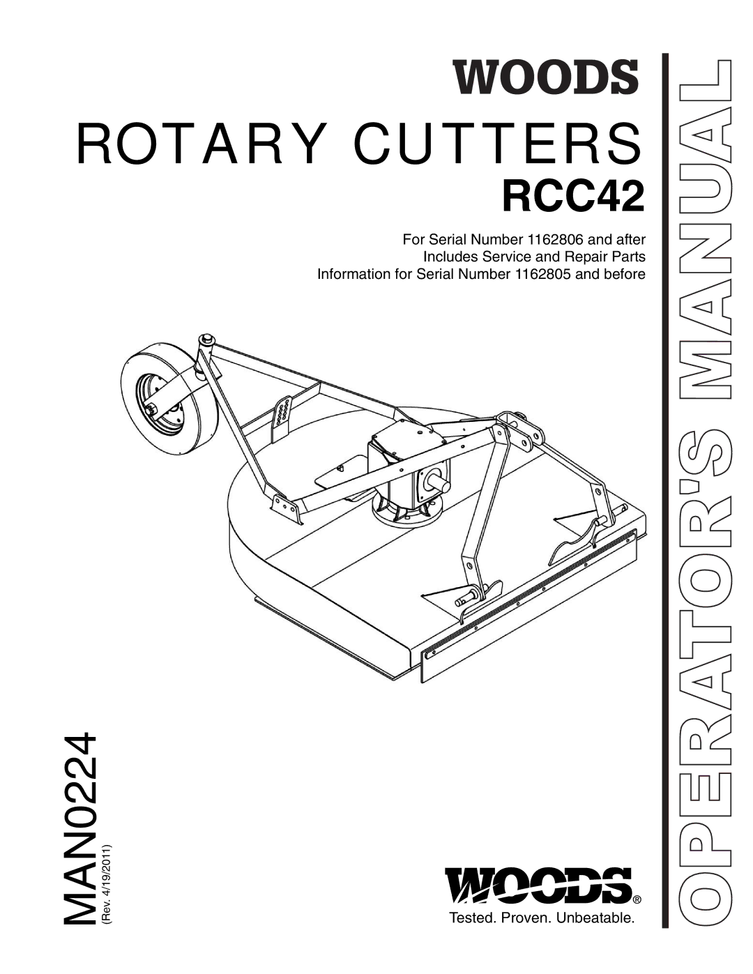 Woods Equipment RCC42 manual Rotary Cutters 