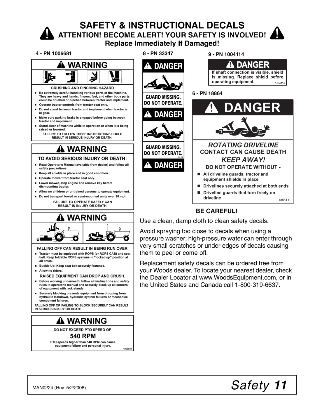 Woods Equipment RCC42 manual Keep Away 