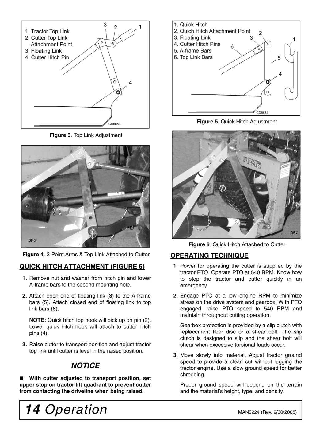 Woods Equipment RCC42 manual Quick Hitch Attachment Figure, Operating Technique 