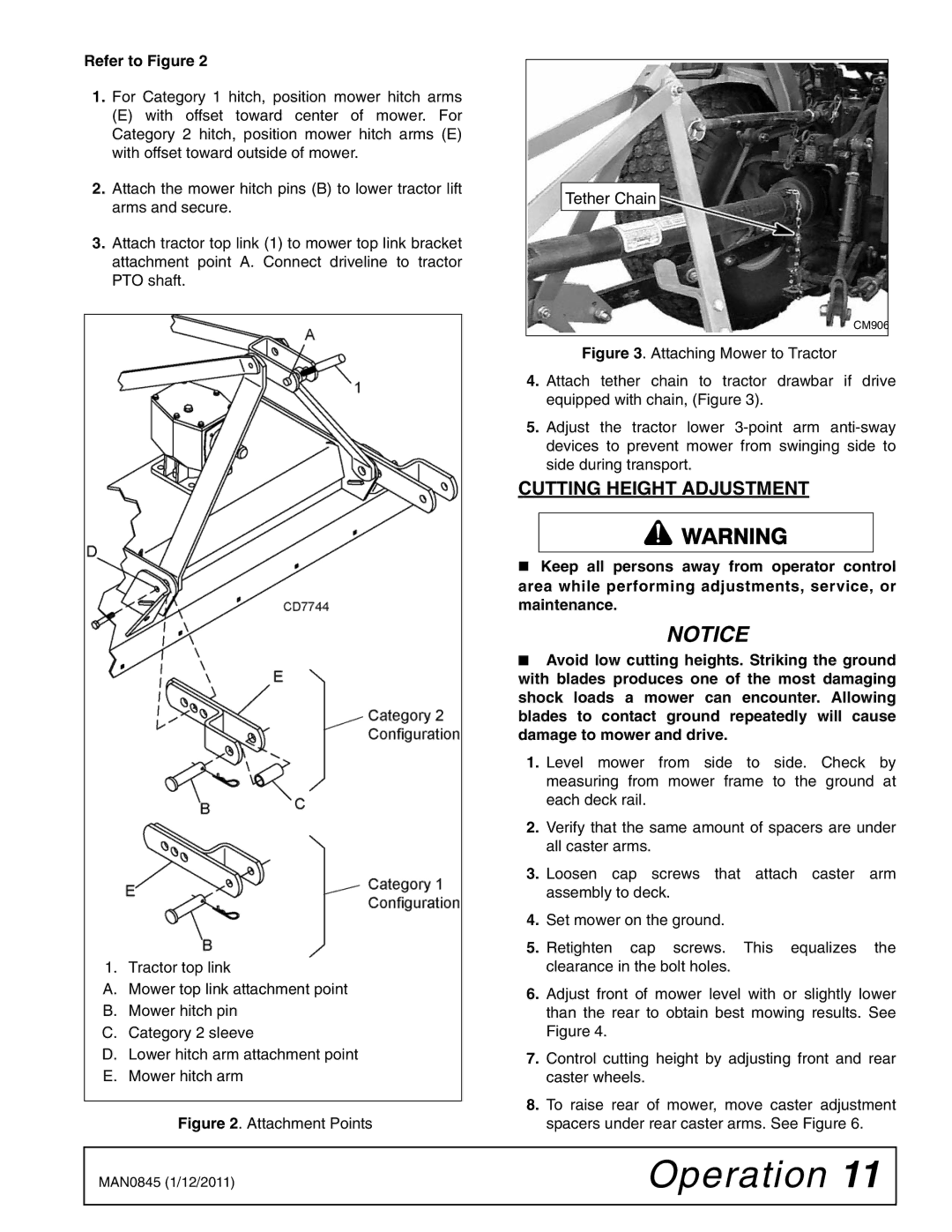 Woods Equipment RD990X manual Cutting Height Adjustment, Refer to Figure 